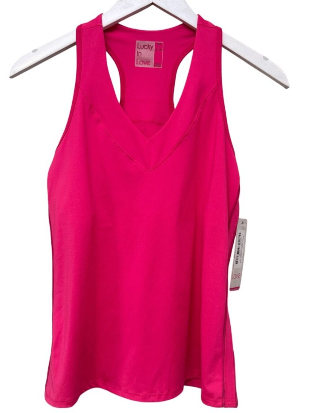 Lucky In Love Womens Racerback Tank Top Size Medium Hot Pink Golf Tennis
